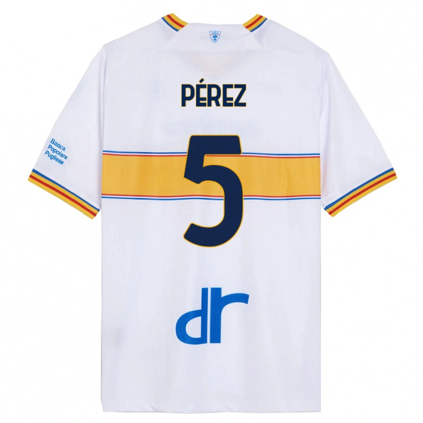 Danxen Homme Maillot Matías Pérez #5 Blanc Jaune Tenues Extérieur 2025/26 T-Shirt