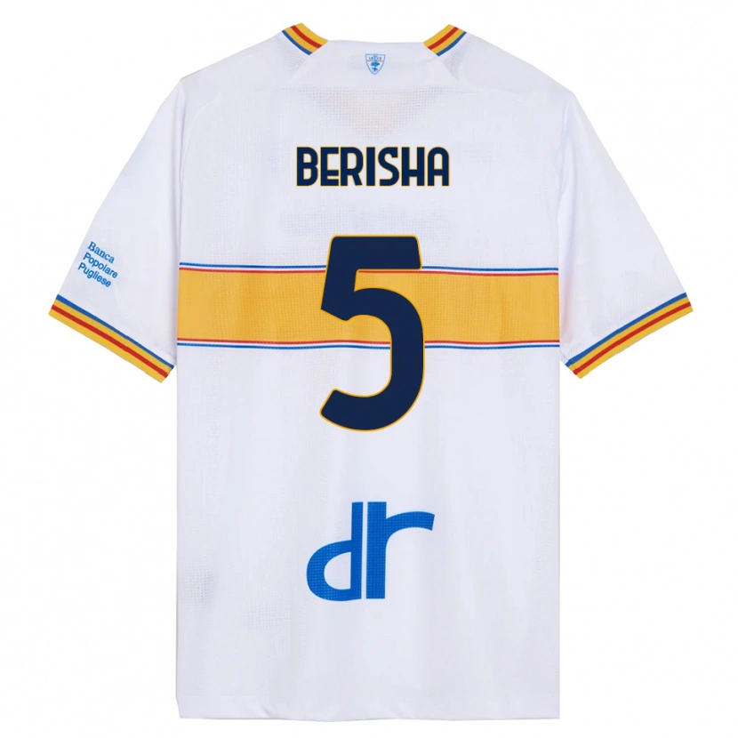 Danxen Homme Maillot Medon Berisha #5 Blanc Jaune Tenues Extérieur 2025/26 T-Shirt