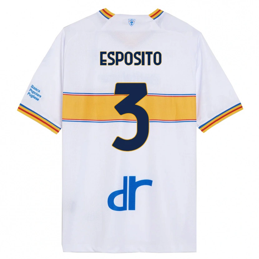 Danxen Homme Maillot Sebastian Esposito #3 Blanc Jaune Tenues Extérieur 2025/26 T-Shirt