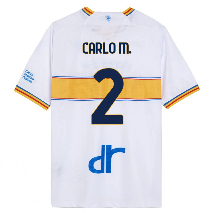 Danxen Homme Maillot Carlo Mariano #2 Blanc Jaune Tenues Extérieur 2025/26 T-Shirt