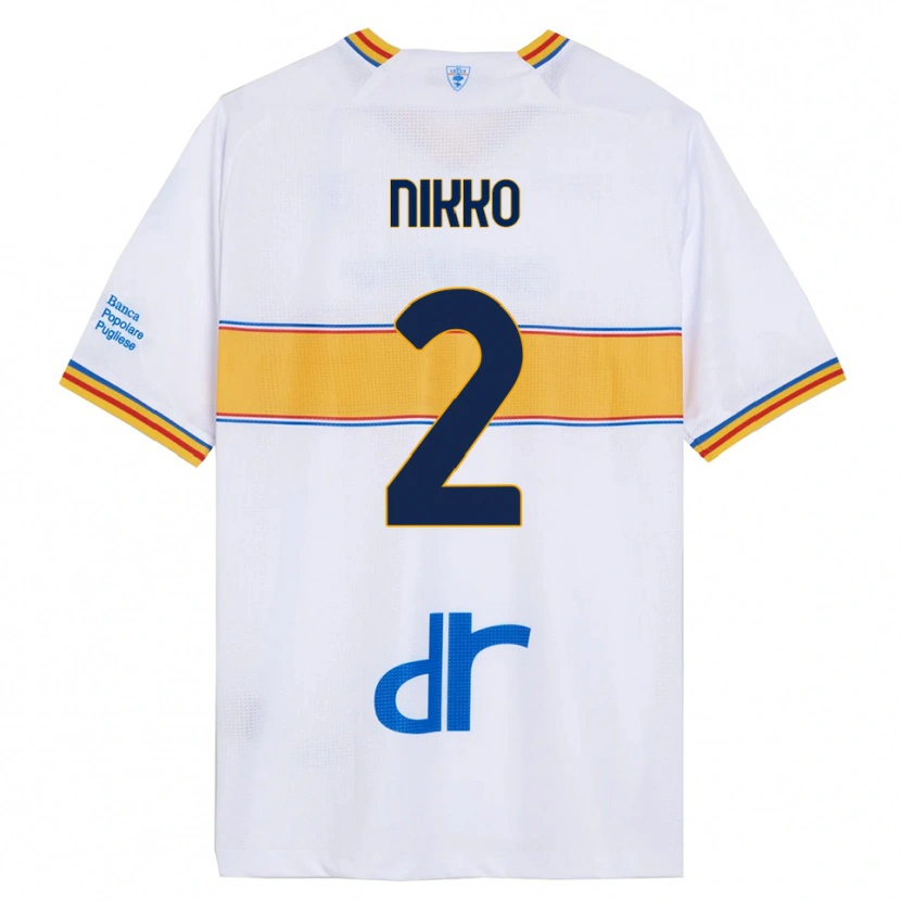 Danxen Homme Maillot Jimi Nikko #2 Blanc Jaune Tenues Extérieur 2025/26 T-Shirt