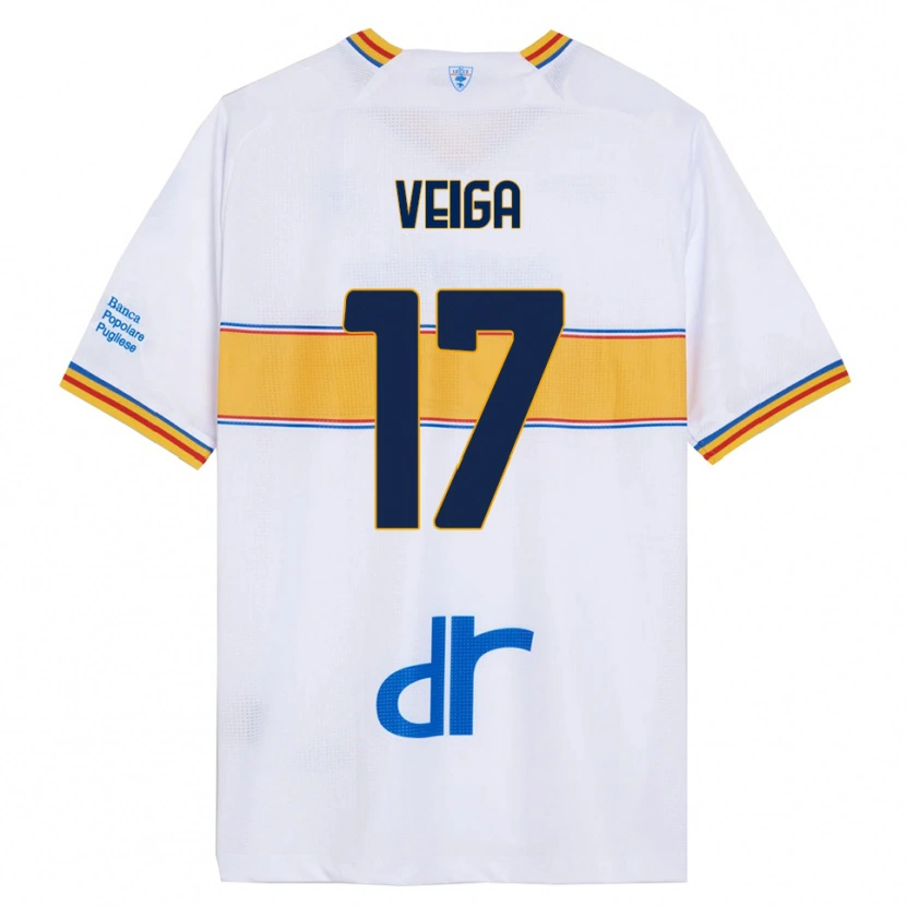 Danxen Homme Maillot Danilo Veiga #17 Blanc Jaune Tenues Extérieur 2025/26 T-Shirt