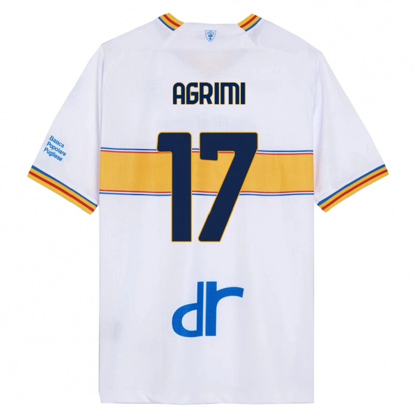 Danxen Homme Maillot Matteo Agrimi #17 Blanc Jaune Tenues Extérieur 2025/26 T-Shirt