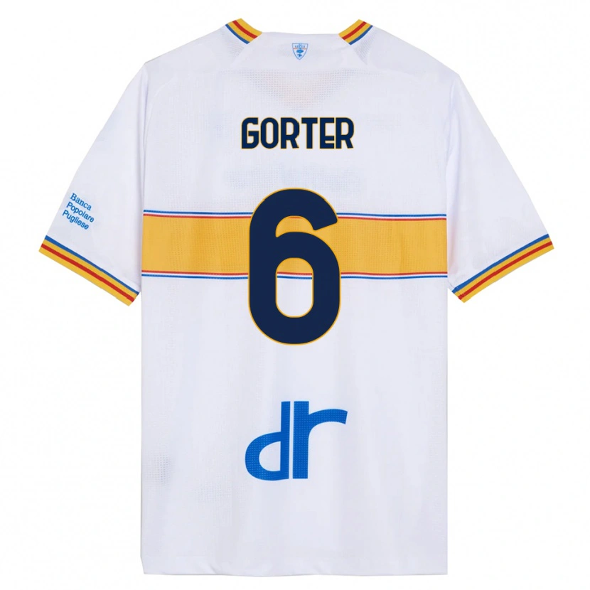 Danxen Homme Maillot Olaf Gorter #6 Blanc Jaune Tenues Extérieur 2025/26 T-Shirt