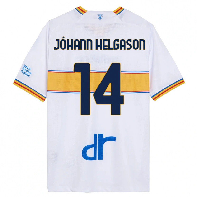 Danxen Homme Maillot Thórir Jóhann Helgason #14 Blanc Jaune Tenues Extérieur 2025/26 T-Shirt
