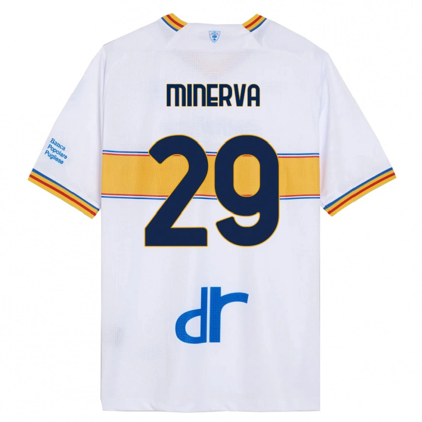 Danxen Homme Maillot Francesco Minerva #29 Blanc Jaune Tenues Extérieur 2025/26 T-Shirt