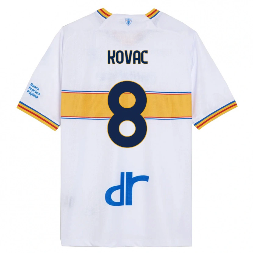 Danxen Homme Maillot Niko Kovač #8 Blanc Jaune Tenues Extérieur 2025/26 T-Shirt