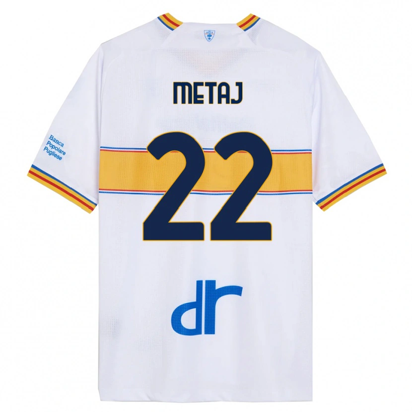 Danxen Homme Maillot Dejvi Metaj #22 Blanc Jaune Tenues Extérieur 2025/26 T-Shirt