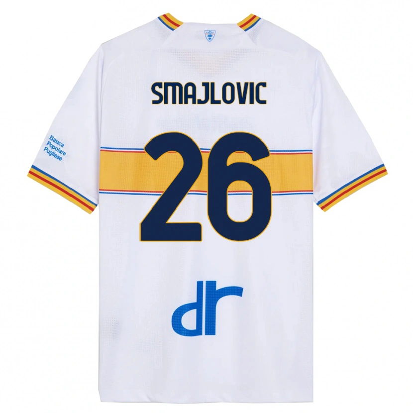 Danxen Homme Maillot Zinedin Smajlovic #26 Blanc Jaune Tenues Extérieur 2025/26 T-Shirt