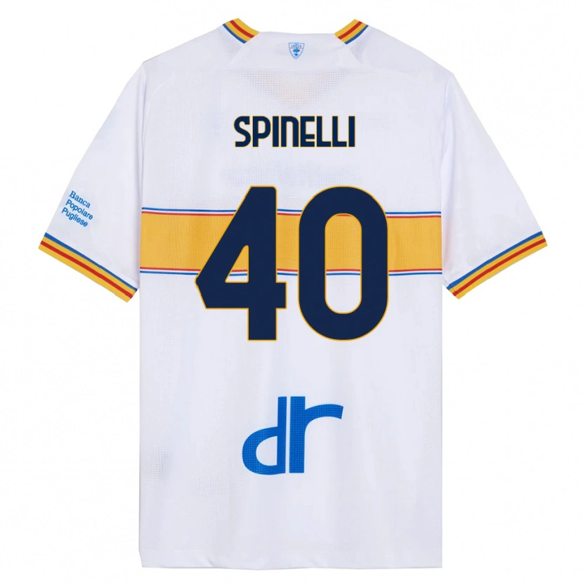 Danxen Homme Maillot Nicolò Spinelli #40 Blanc Jaune Tenues Extérieur 2025/26 T-Shirt
