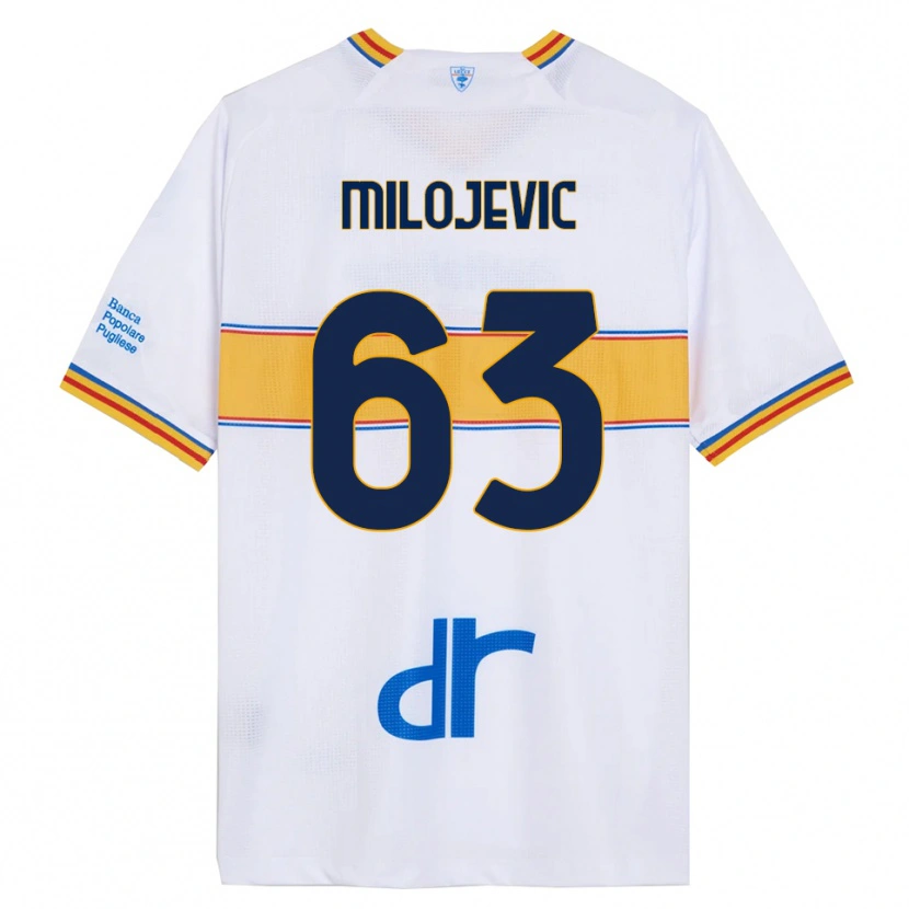 Danxen Homme Maillot Nemanja Milojevic #63 Blanc Jaune Tenues Extérieur 2025/26 T-Shirt