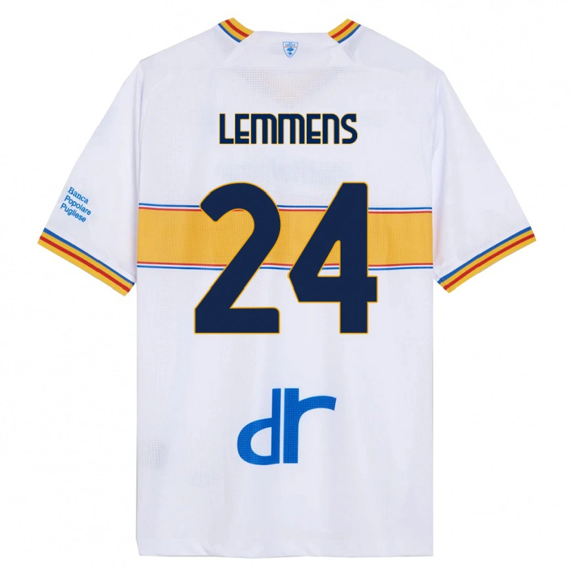 Danxen Homme Maillot Mats Lemmens #24 Blanc Jaune Tenues Extérieur 2025/26 T-Shirt