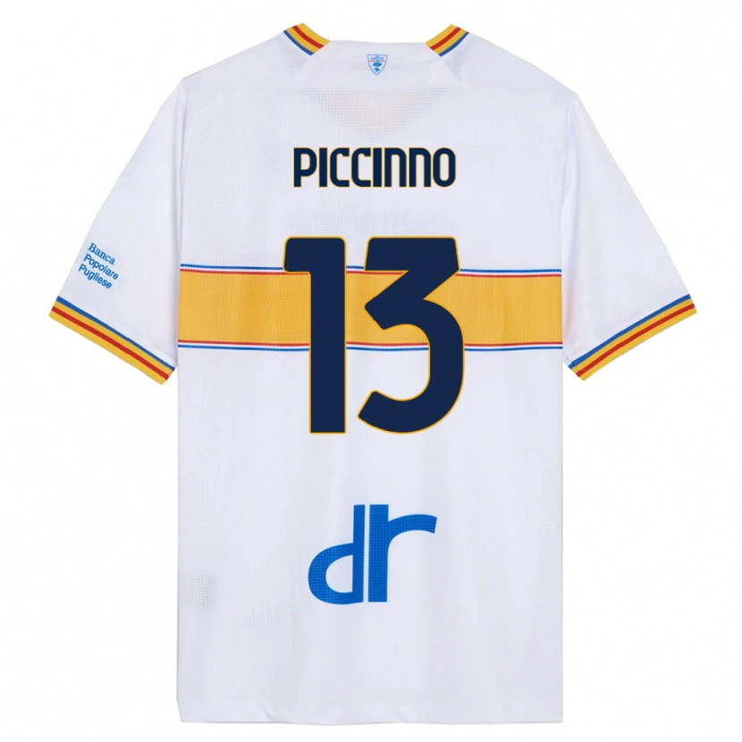 Danxen Homme Maillot Daniele Piccinno #13 Blanc Jaune Tenues Extérieur 2025/26 T-Shirt