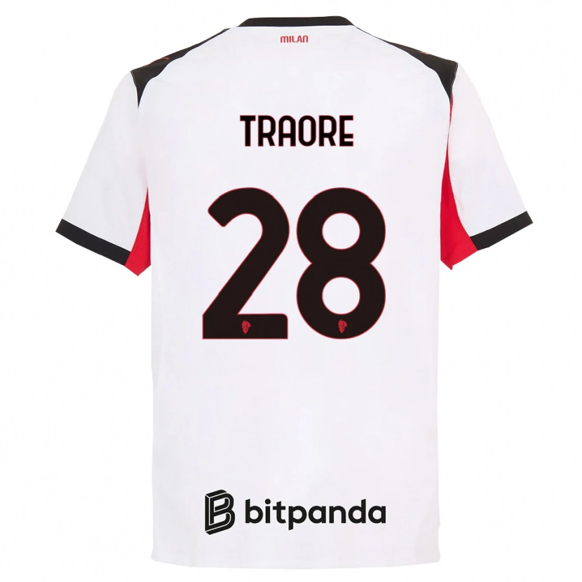 Danxen Homme Maillot Chaka Traorè #28 Blanc Noir Tenues Extérieur 2025/26 T-Shirt