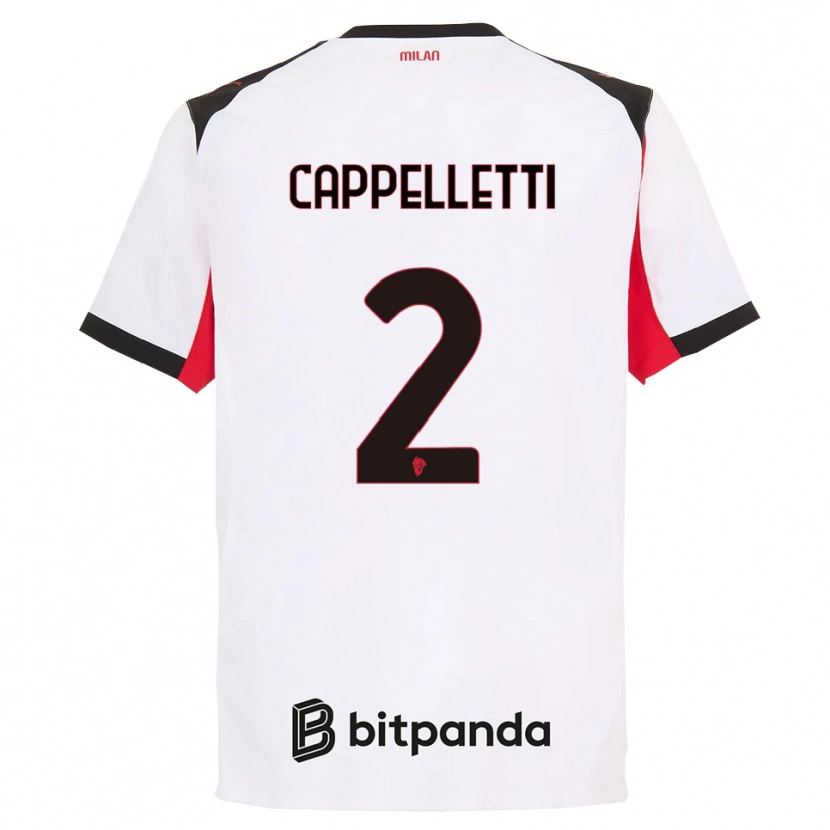Danxen Homme Maillot Mattia Cappelletti #2 Blanc Noir Tenues Extérieur 2025/26 T-Shirt