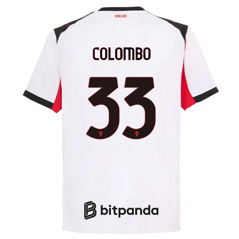 Danxen Homme Maillot Federico Colombo #33 Blanc Noir Tenues Extérieur 2025/26 T-Shirt