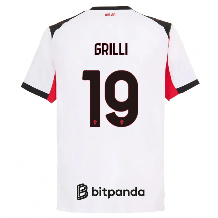 Danxen Homme Maillot Lorenzo Grilli #19 Blanc Noir Tenues Extérieur 2025/26 T-Shirt