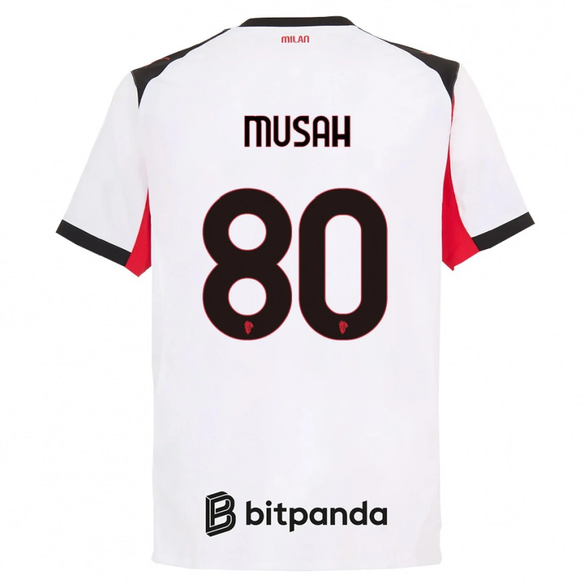 Danxen Homme Maillot Yunus Musah #80 Blanc Noir Tenues Extérieur 2025/26 T-Shirt