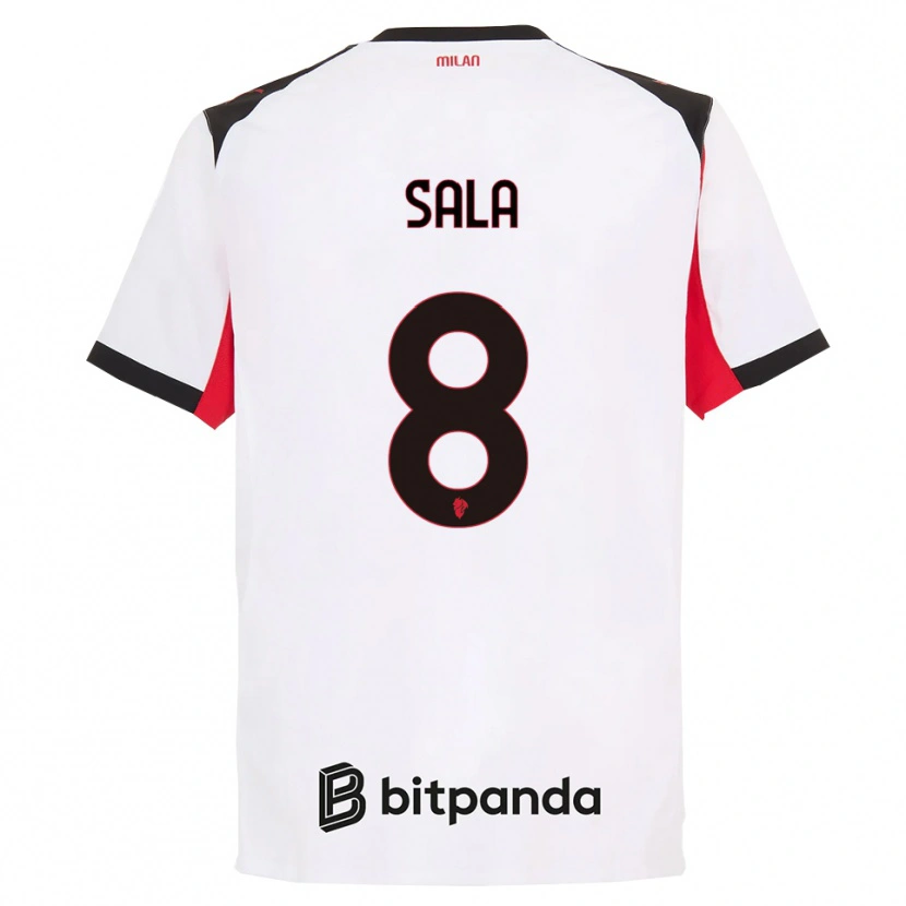 Danxen Homme Maillot Emanuele Sala #8 Blanc Noir Tenues Extérieur 2025/26 T-Shirt