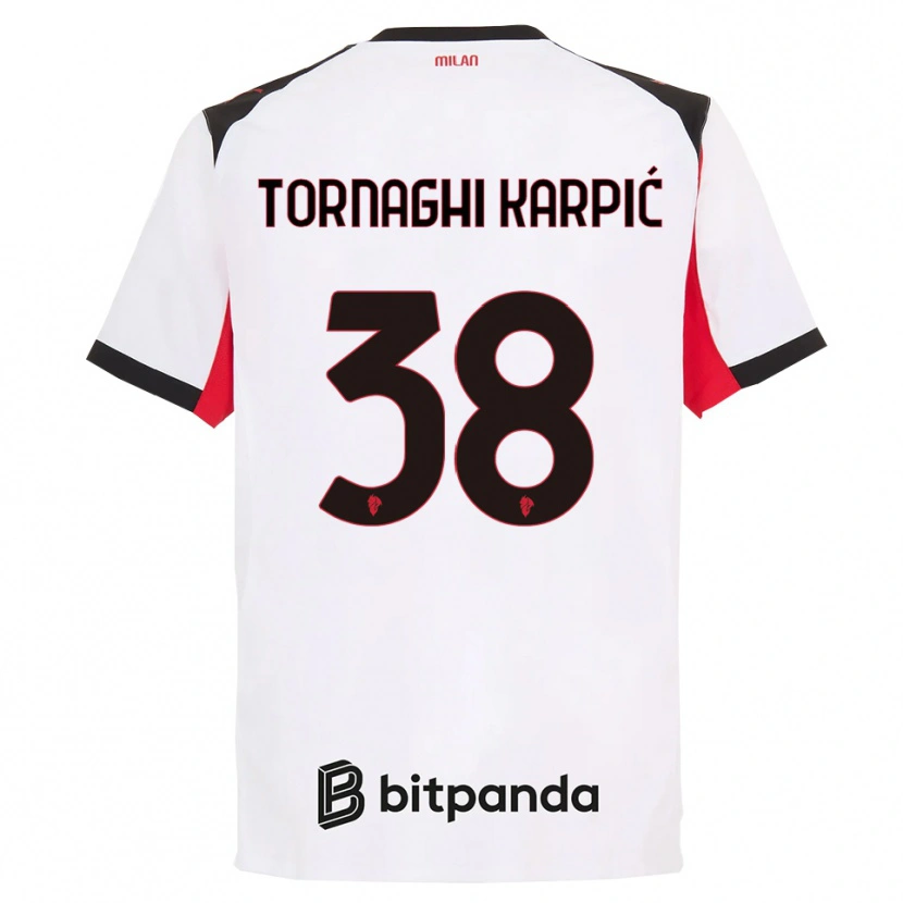 Danxen Homme Maillot Lavinia Tornaghi Karpić #38 Blanc Noir Tenues Extérieur 2025/26 T-Shirt