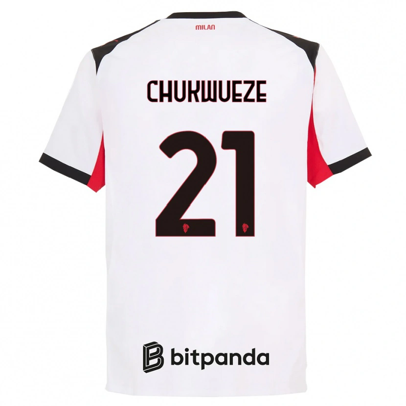 Danxen Homme Maillot Samuel Chukwueze #21 Blanc Noir Tenues Extérieur 2025/26 T-Shirt