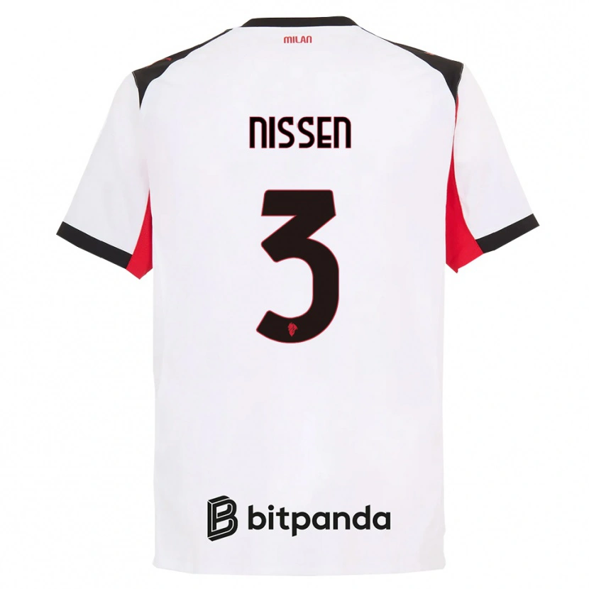 Danxen Homme Maillot Fredrik Nissen #3 Blanc Noir Tenues Extérieur 2025/26 T-Shirt