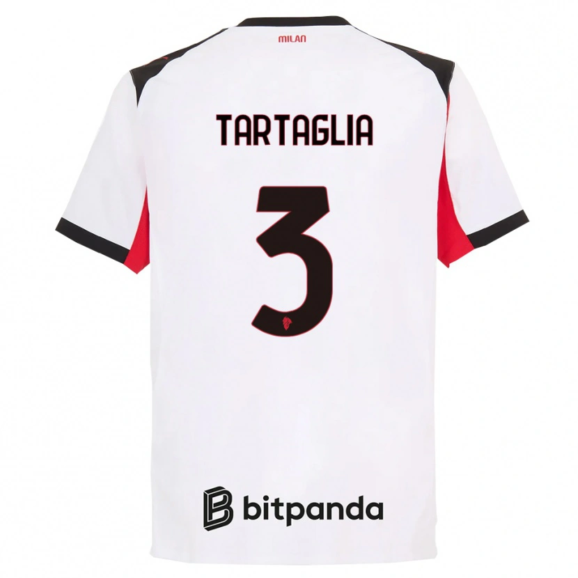 Danxen Homme Maillot Edoardo Tartaglia #3 Blanc Noir Tenues Extérieur 2025/26 T-Shirt