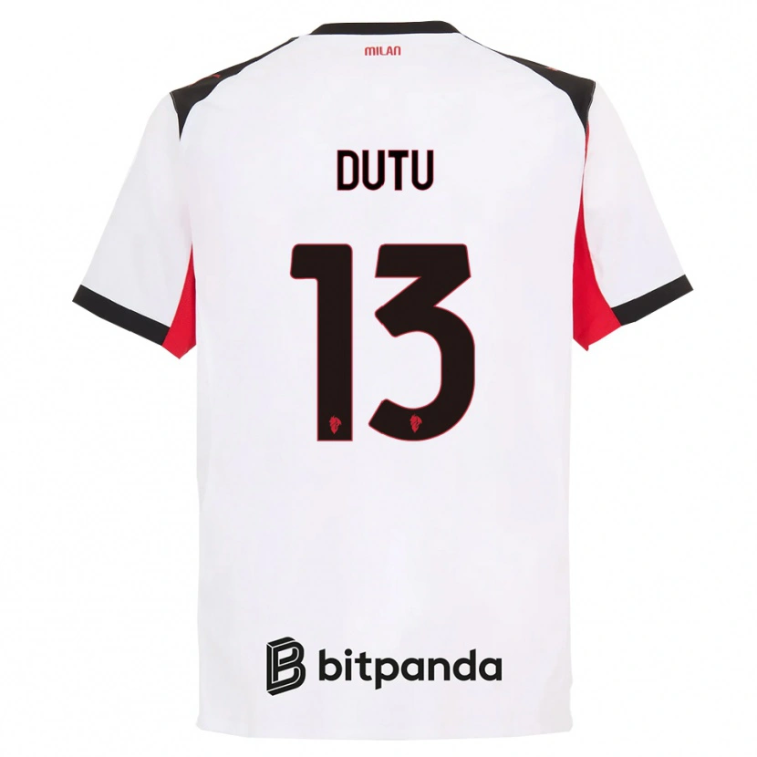 Danxen Homme Maillot Matteo Duțu #13 Blanc Noir Tenues Extérieur 2025/26 T-Shirt