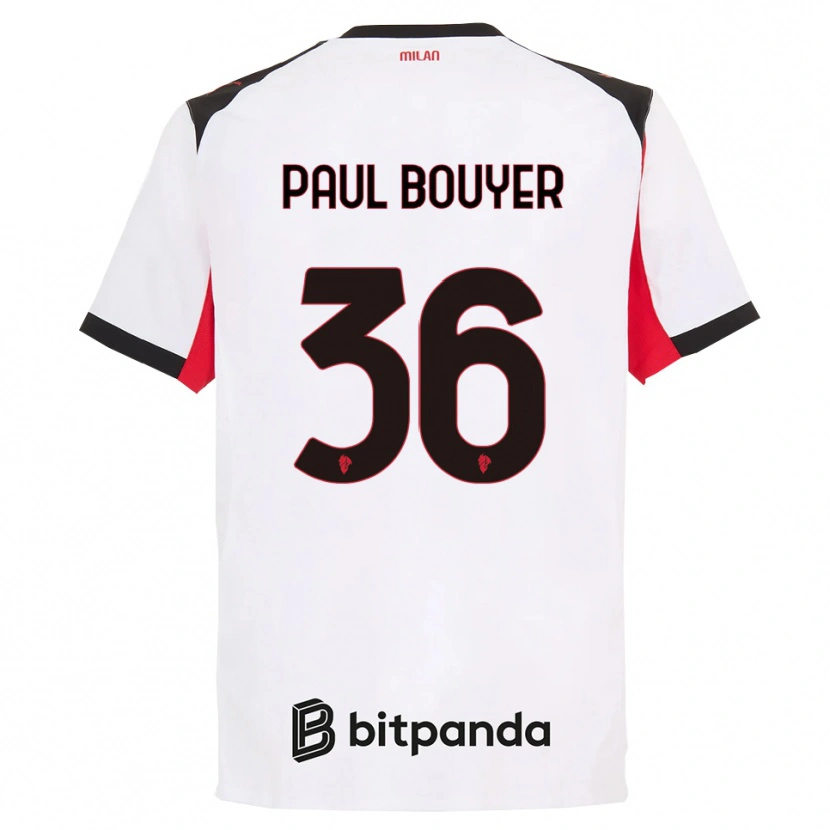 Danxen Homme Maillot Léo Paul Bouyer #36 Blanc Noir Tenues Extérieur 2025/26 T-Shirt