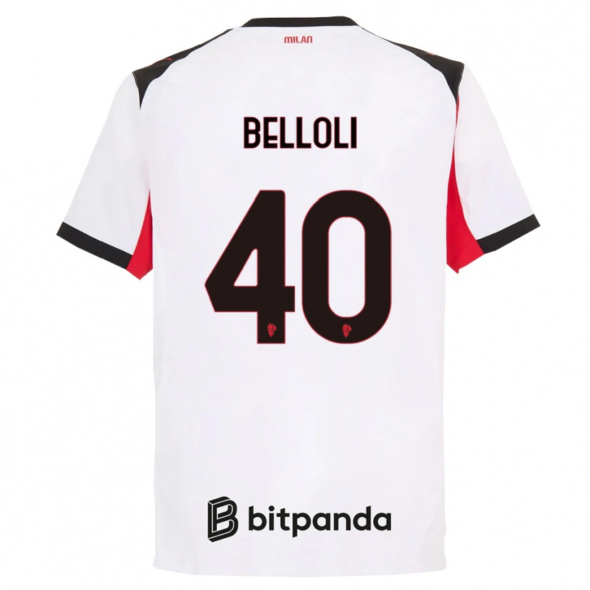 Danxen Homme Maillot Sofia Belloli #40 Blanc Noir Tenues Extérieur 2025/26 T-Shirt
