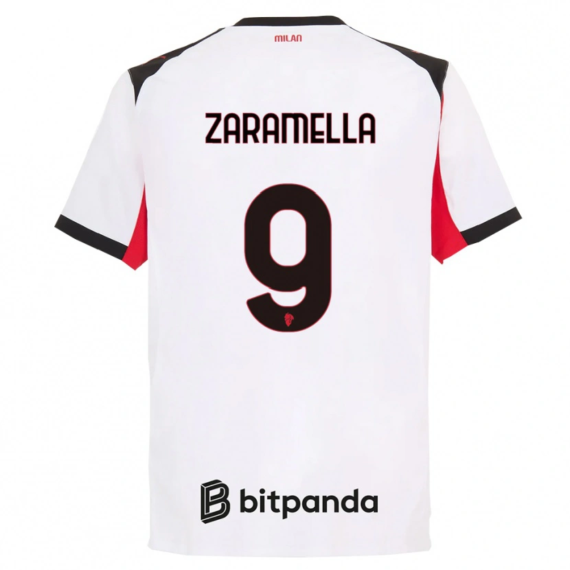 Danxen Homme Maillot Mattia Zaramella #9 Blanc Noir Tenues Extérieur 2025/26 T-Shirt
