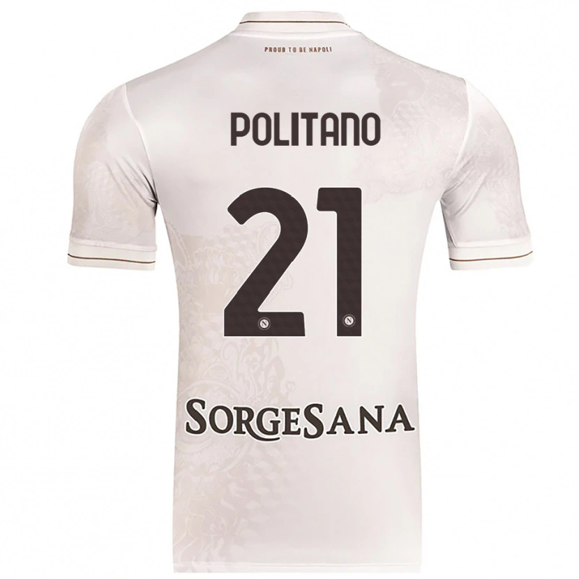 Danxen Homme Maillot Matteo Politano #21 Champagne Marron Tenues Extérieur 2025/26 T-Shirt