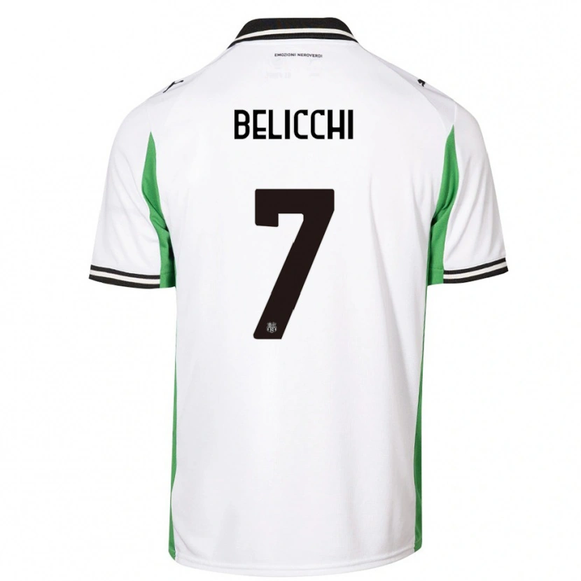 Danxen Homme Maillot Gianmarco Belicchi #7 Blanc Vert Noir Tenues Extérieur 2025/26 T-Shirt