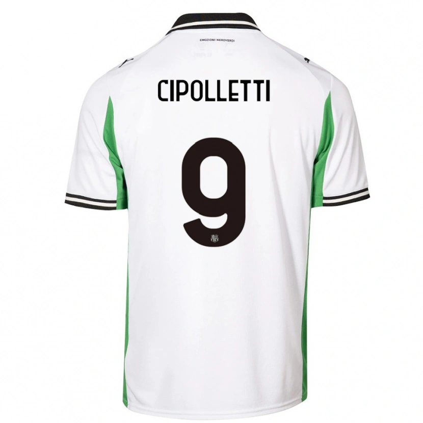Danxen Homme Maillot Matteo Cipolletti #9 Blanc Vert Noir Tenues Extérieur 2025/26 T-Shirt