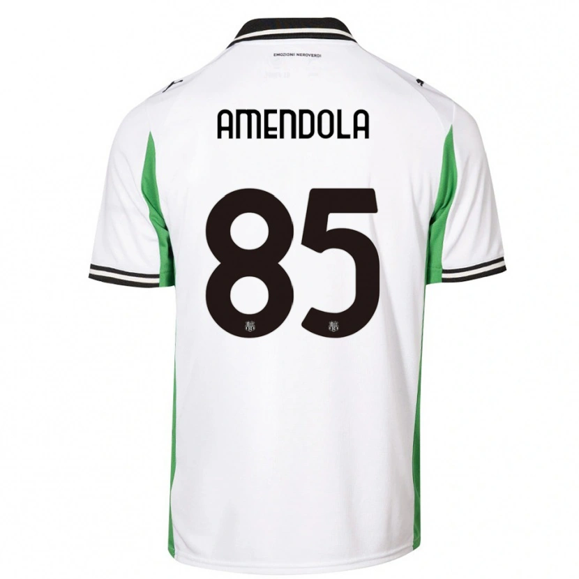 Danxen Homme Maillot Catello Amendola #85 Blanc Vert Noir Tenues Extérieur 2025/26 T-Shirt