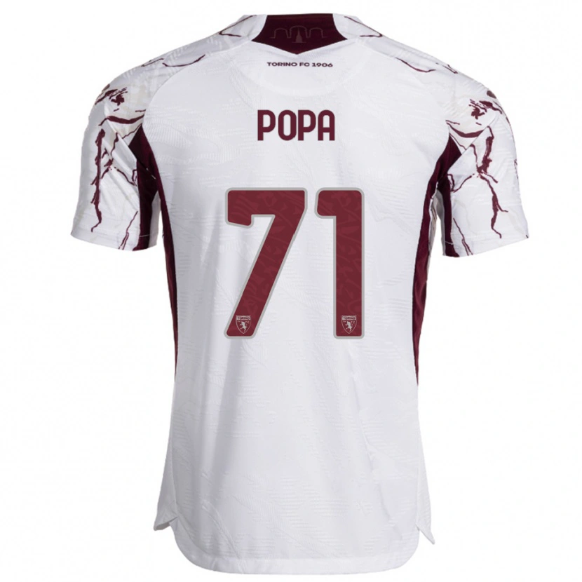 Danxen Homme Maillot Mihai Popa #71 Blanc Bourgogne Tenues Extérieur 2025/26 T-Shirt