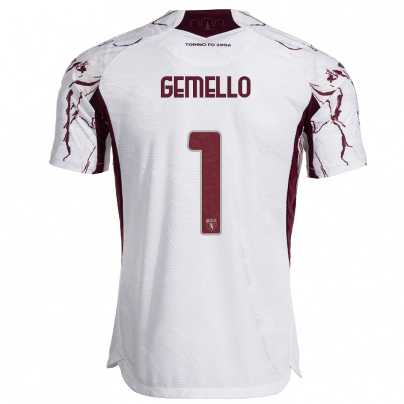 Danxen Homme Maillot Luca Gemello #1 Blanc Bourgogne Tenues Extérieur 2025/26 T-Shirt