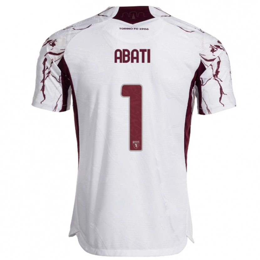 Danxen Homme Maillot Lorenzo Abati #1 Blanc Bourgogne Tenues Extérieur 2025/26 T-Shirt