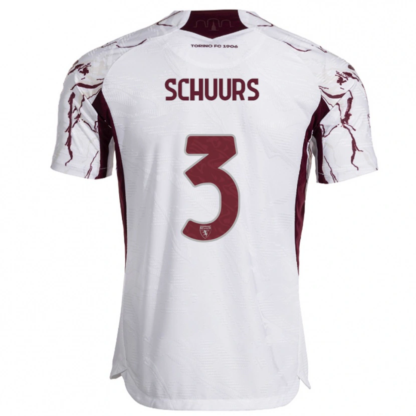 Danxen Homme Maillot Perr Schuurs #3 Blanc Bourgogne Tenues Extérieur 2025/26 T-Shirt
