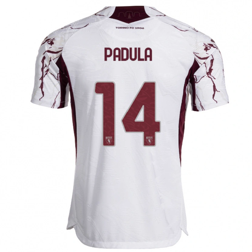 Danxen Homme Maillot Cristian Padula #14 Blanc Bourgogne Tenues Extérieur 2025/26 T-Shirt