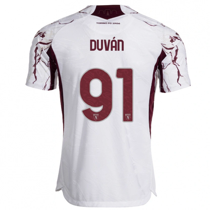 Danxen Homme Maillot Duván Zapata #91 Blanc Bourgogne Tenues Extérieur 2025/26 T-Shirt