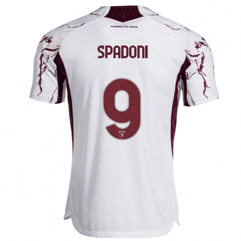 Danxen Homme Maillot Arthur Spadoni #9 Blanc Bourgogne Tenues Extérieur 2025/26 T-Shirt