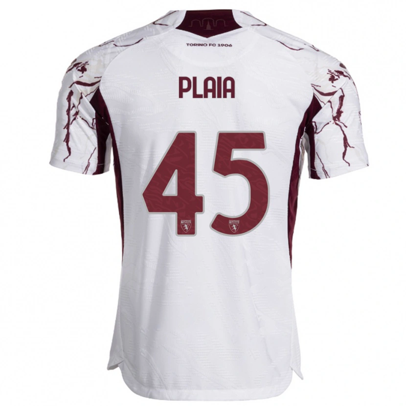 Danxen Homme Maillot Francesco Plaia #45 Blanc Bourgogne Tenues Extérieur 2025/26 T-Shirt