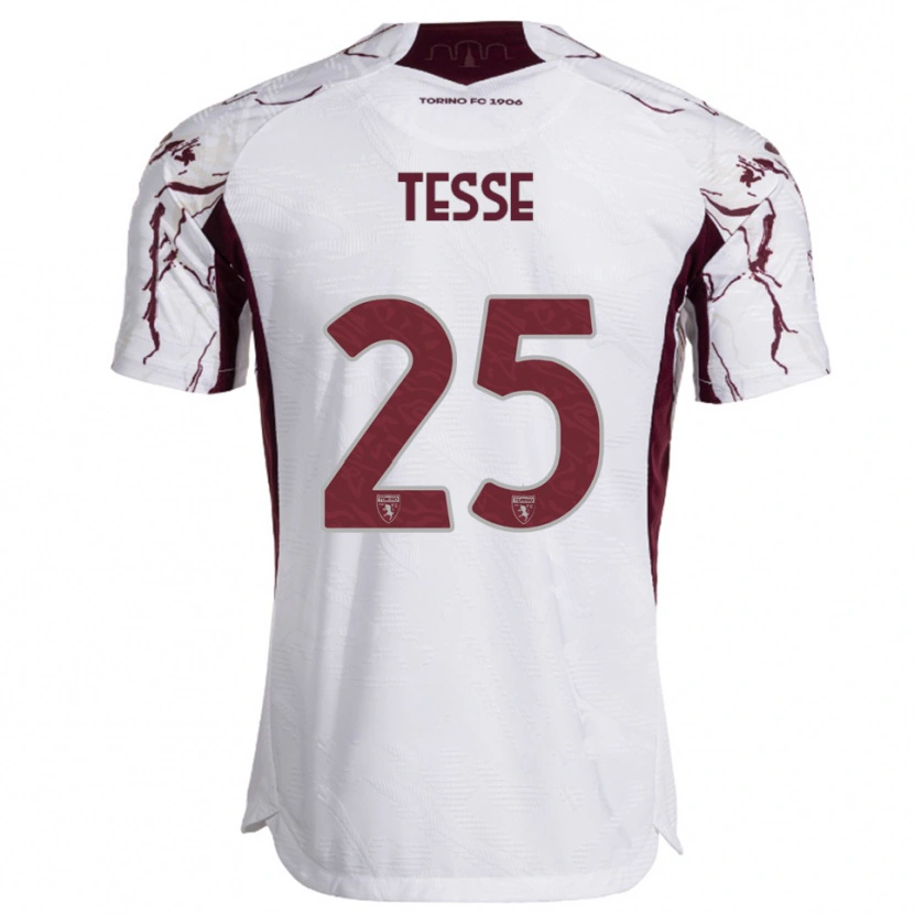 Danxen Homme Maillot Manuela Tesse #25 Blanc Bourgogne Tenues Extérieur 2025/26 T-Shirt