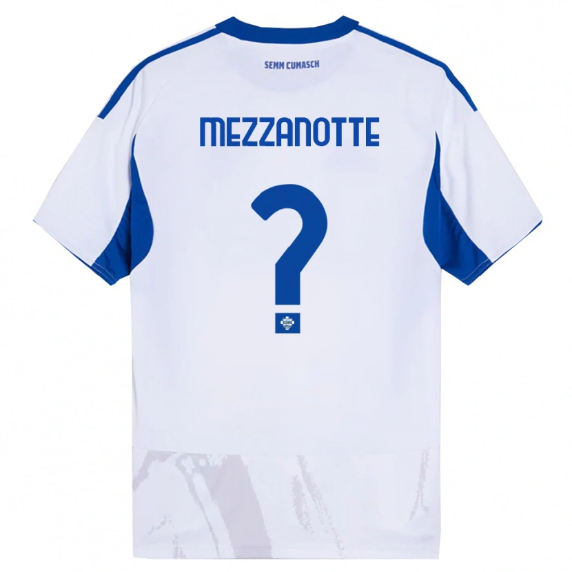 Danxen Homme Maillot Davide Mezzanotte #0 Blanc Bleu Tenues Extérieur 2025/26 T-Shirt