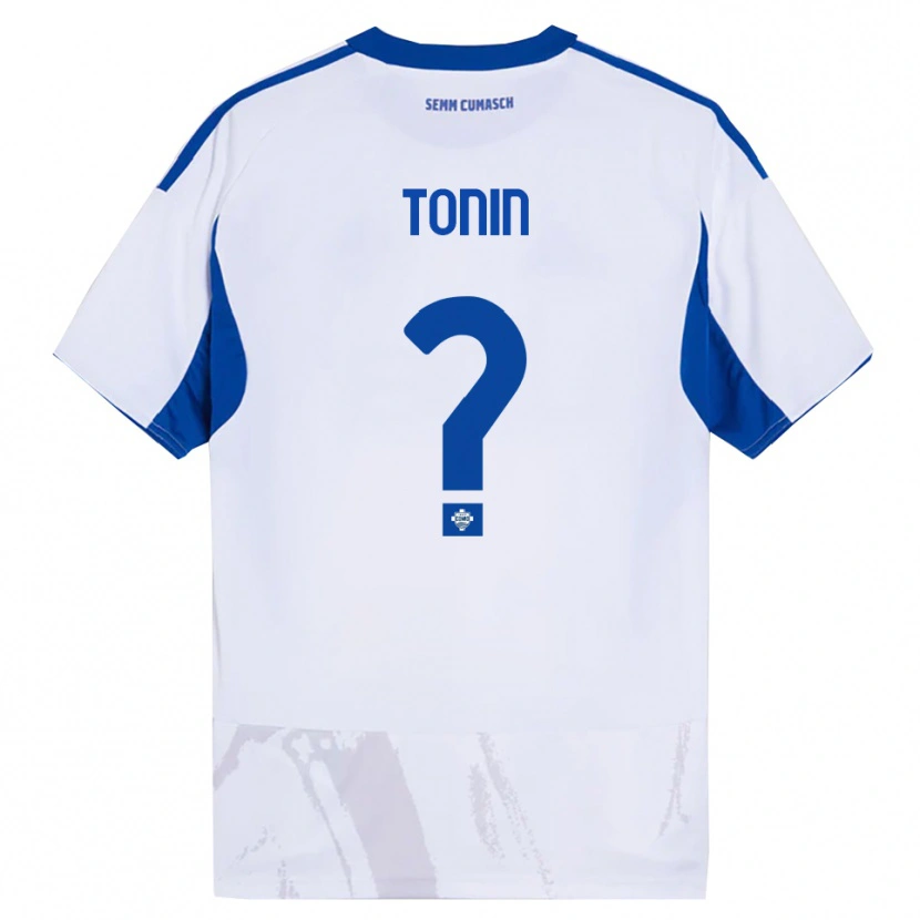 Danxen Homme Maillot Andrea Tonin #0 Blanc Bleu Tenues Extérieur 2025/26 T-Shirt