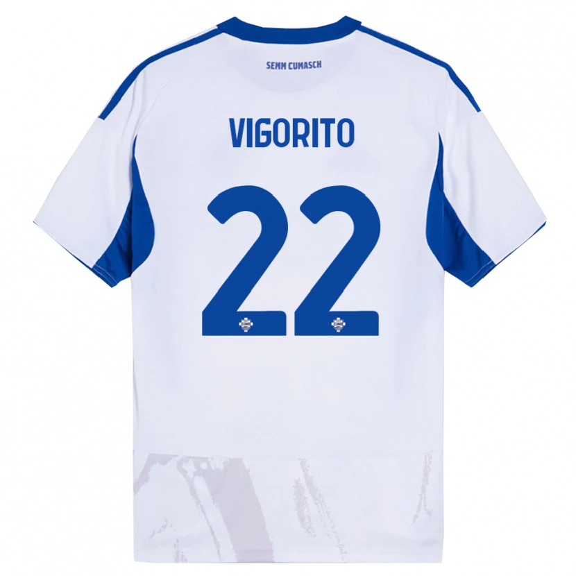 Danxen Homme Maillot Mauro Vigorito #22 Blanc Bleu Tenues Extérieur 2025/26 T-Shirt