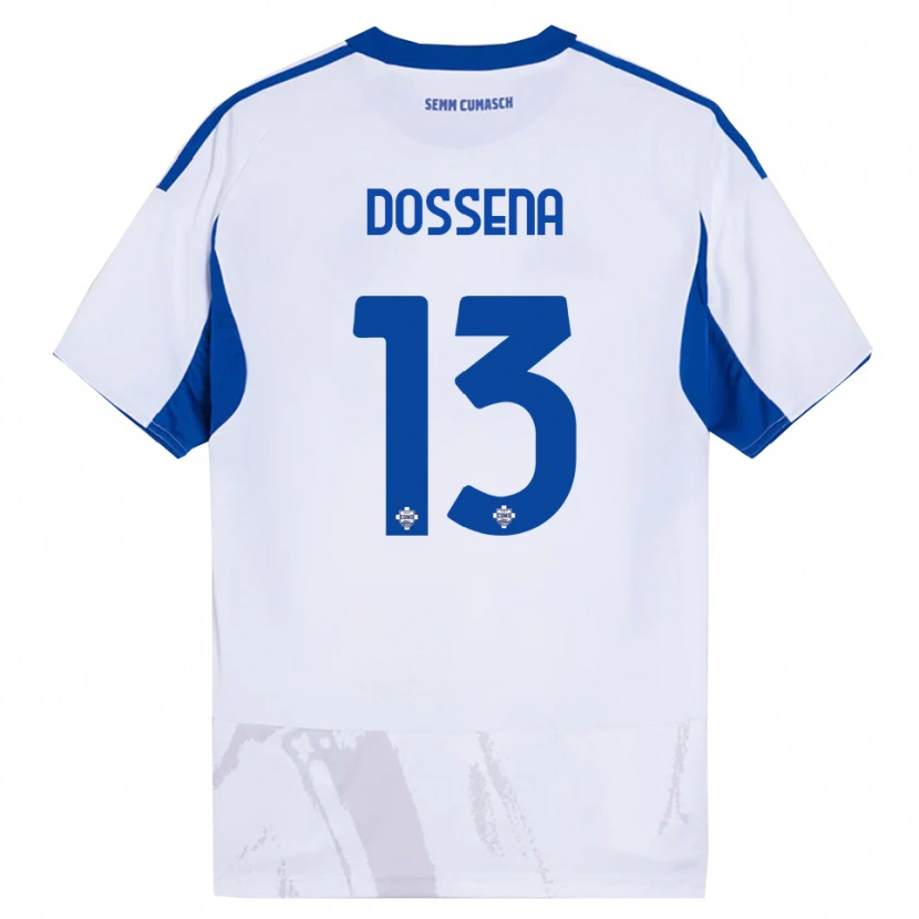 Danxen Homme Maillot Alberto Dossena #13 Blanc Bleu Tenues Extérieur 2025/26 T-Shirt