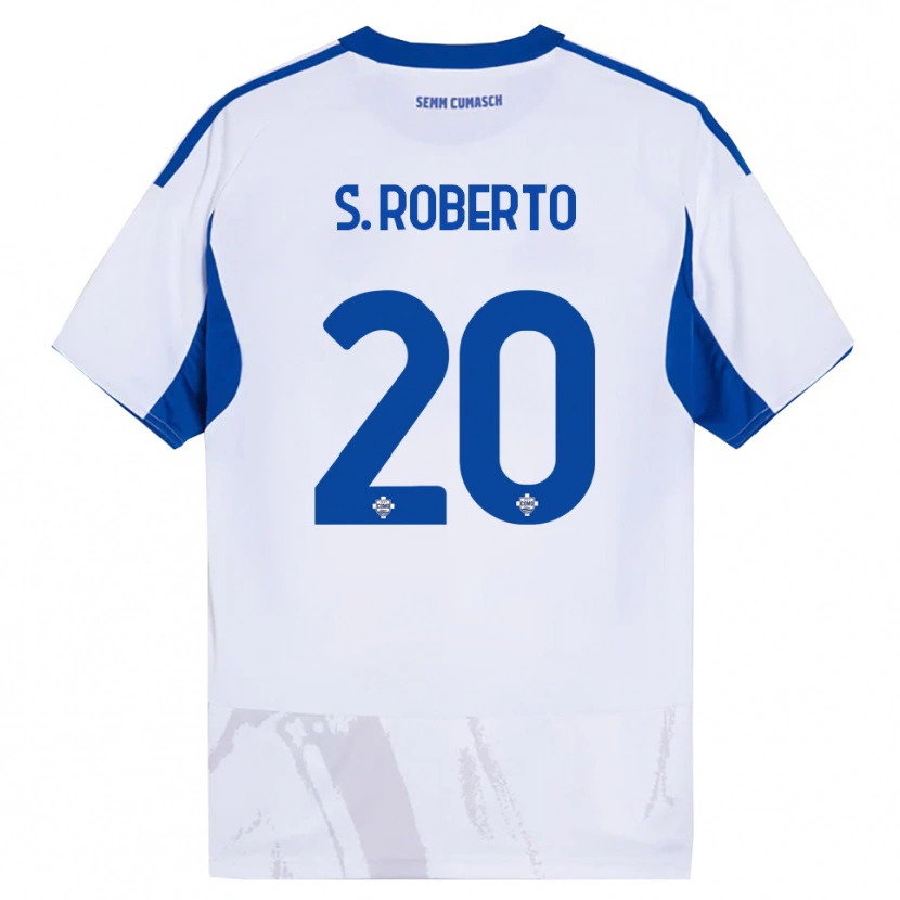 Danxen Homme Maillot Sergi Roberto #20 Blanc Bleu Tenues Extérieur 2025/26 T-Shirt
