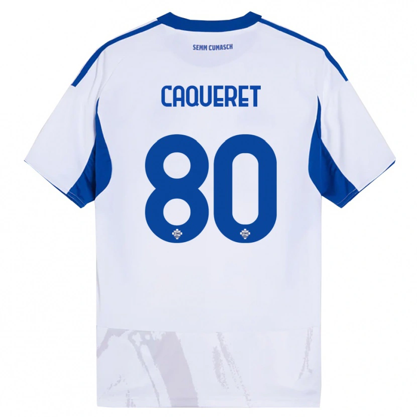 Danxen Homme Maillot Maxence Caqueret #80 Blanc Bleu Tenues Extérieur 2025/26 T-Shirt